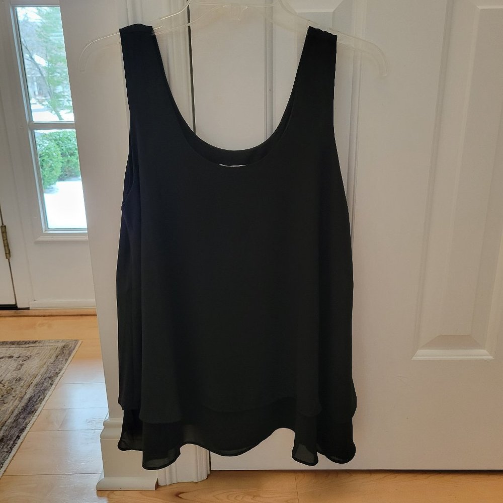 Aryeh Sleeveless Layered Black Top, Size M